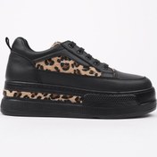 Resim Muggo Zarina Kadın Kalın Taban Leopar Desenli Bağcıklı Günlük Sneaker Spor Ayakkabı 