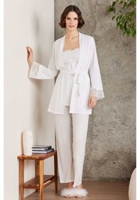 Resim Pierre Cardin 2805 Hamile Lohusa Sabahlıklı Pijama Takım-ekru 