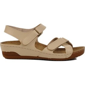 Resim Bej Kadın Dolgu Topuk Sandalet 02-380 Z Bej 