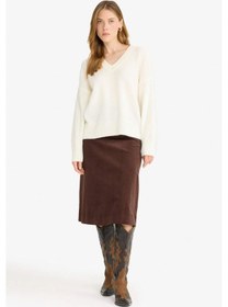 Resim Defacto Regular Fit Normal Bel Kadife Midi Etek G1740ax25aubn341 Kahve 