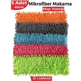 Resim Larimar Makarna Mop Mikrofiber Yedek Paspas Temizlik Bezleri 5'li 40 CM 