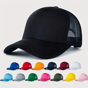 Resim Uniseks Renk Bloğu Retro Beyzbol Şapkası - Erkekler ve Kadınlar için Ayarlanabilir Hafif Güneşlik Kamyoncu Şapkası, %100 Polyester, Elde Yıkama veya Kuru Temizleme 