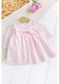 Resim Babymod Fiyonklu Dantelli Kız Bebek Elbise Pembe Şık Doğum Günü Özel Gün Bebek Elbise Pembe 