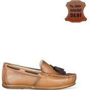 Resim Hakiki Deri Püsküllü Erkek Çocuk Ayakkabı Taba-taba Taba 