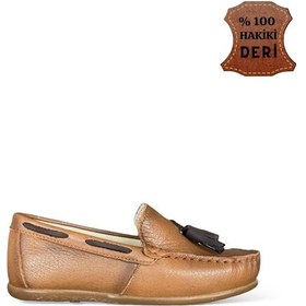 Resim Hakiki Deri Püsküllü Erkek Çocuk Ayakkabı Taba-taba Taba 