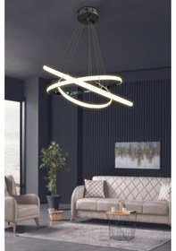 Resim 3'lü Çember Led Avize - Beyaz Işık - Siyah Siyah 