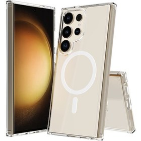 Resim Galaxy S25 Ultra Uyumlu Kılıf Magsafe Şarj Özellikli Şeffaf Sert Pc Zore Embos Kapak-şeffaf Şeffaf 