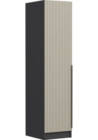 Resim Minar Kale 1 Kapaklı Dolap Çizgili Mebran 210cm - Antrasit/kumtaşı - Raflı Çok Renkli 