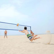 Resim Profesyonel Standart Badminton ve Voleybol Ağı - Taşınabilir İç/Dış Mekan Antrenman Ağı, Kare Tasarım, Siyah Çerçeve & Mavi Detaylar ile Ev, Plaj, Sahne Pratiği için Dayanıklı Spor Ekipmanı, Klasik Spor Tasarımı, Sağlam Yapı, Stabil Spor Ağı, Ev Atletleri 