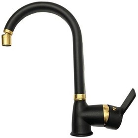 Resim Siyah Delta Altın Gold Mutfak Eviye Lavabo Bataryası Aç Kapa Kollu Garantili Musluk Siyah 
