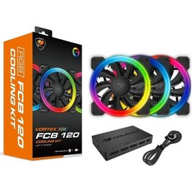 Resim Cougar 120Mm Vortex Rgb Cf-V12Fb-Rgb Rgb Siyah 3-Lü Paket Kasa Fa 