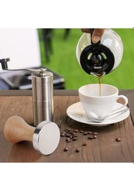 Resim Kahve Tamperi Koyu Ceviz Ahşap Sap Tabanlı Espresso Tamperi 53 Mm 