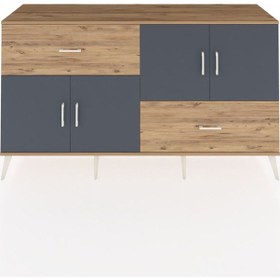 Resim Hyperion Konsol 3 Raflı 2 Çekmeceli 4 Kapaklı 176x44x99 Çam-antra Çam-antrasit/çam 