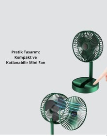Resim Katlanabilir Mini Fan 3 Kademeli Soğutma, Şarjlı 