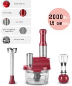 Resim Karaca Çırpma, Dilimleme, Doğrama, Blender, Karıştırma 2000W Turbo 1,5LT Cam Hazneli Mutfak Robotu 