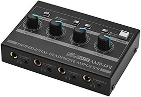 Resim AMP-14 4 Kanallı Kulaklık Amplifikatörü RCA/6.35mm/3.5mm Giriş Kontrollü Kompakt Stereo Kulaklık Amplifikatörü-Sazoley 
