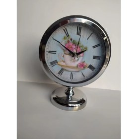 Resim Bahat Krom Renkli Metal Ofis Salon Masa Saati 25*20 cm 