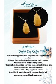 Resim Deniz Doğal Taş Sertifikalı Kehribar ( Taşlar) Doğaltaş Kolye Ucu Gümüş Zincirle Dahil 