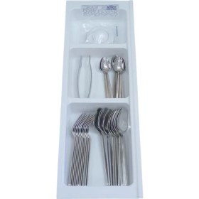 Resim Mutfak Çekmece Içi Üç Bölmeli Kaşıklık 16cm X 48cm Beyaz 