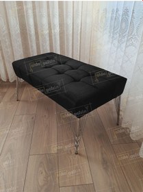 Resim Modern Dilim Puf Ayakucu Puf Gold Metal Ayak 90 45 Siyah 