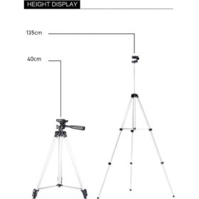 Resim BandB Cep Telefonları İçin 135 cm Alüminyum Tripod Taşıma Çantalı Tripod + 3 Ayak Sehpa Telefon Tutucu 