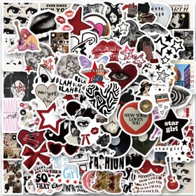 Resim 100 adet Y2K Downtown Girls Retro Vinil Estetik Stickerlar Scrapbooking, Günlük, Laptop, Tampon, Kaykay, Su Şişesi, Bilgisayar, Telefon için Çıkartmalar 