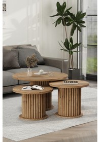 Resim Faymend Nuuny Bohem Modern 3'lü Ahşap Sehpa 'ceviz' Ceviz 