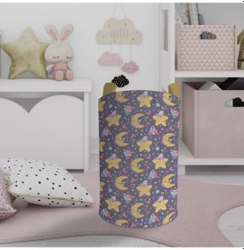 Resim Mekta Home Bebek Ve Çocuk Odası Şapkalı Yıldız Ve Ay Desenli Oyuncak Sepeti Renkli Çok Renkli 