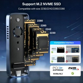 Resim EC6608 Air - 8TB NVMe SSD Destekli, M&B/M KEY, 10Gbps USB 3.1 Type-C, Dahili Fanlı, Alüminyum Disk Kutusu 
