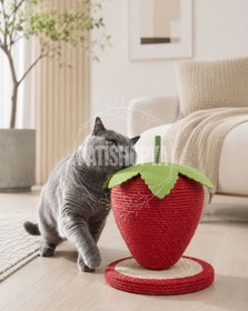 Resim PATİSHOPYA Kedi Tırmalama Çilek Model Hasır Kedi Tırmalama Oyuncağı 27x18 Cm Sabit Tabanlı Eğlenceli Kedi Oyuncağı 