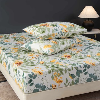1 adet Lastikli Çarşaf, Flora Desen Baskılı Nevresim, Yatak Odası, Misafir Odası, Sadece Gömme Çarşaf İçin Yumuşak Rahat Nefes Alabilir Gömme Çarşaf