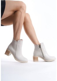 Resim Larıssa Fermuarlı Ortopedik Taban Topuklukadın Bot Ckt - Krem Krem 