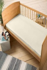 Resim 2 Adet Pamuklu Ve Lastikli 60 X 120 Cm Penye Bebek Çarşaf, KREM-BEYAZ 