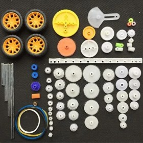 Resim Larskas 78 Parça Plastik Dişli Seti Tekerlek Çark Mil Lastik Kremayer Rc Oyuncak Robot Araba Motor Aksesuar Yedek Parça 