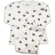 Resim Sema Baby Mickey Mouse Bebek Pijama Takımı – Ekru 0-3 Ay Unisex 