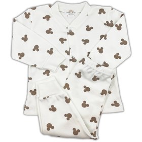 Resim Sema Baby Mickey Mouse Bebek Pijama Takımı – Ekru 0-3 Ay Unisex 