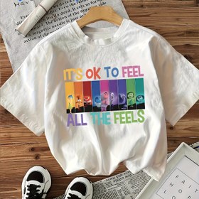 Resim Disney "Inside Out" %100 Pamuklu Baskılı, Günlük Giyim ve Tatil Aile Tişörtleri İçin Mükemmel 