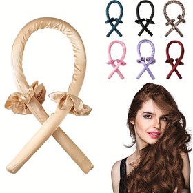 Resim 3 adet / Set Isı Olmadan Saç Bukleleyici Seti, 1 adet Isı Olmadan Bukle Çubuğu Başlık Bandı ile 2 adet Saç Halkası, Kendin Yap Saç Stil Aracı 
