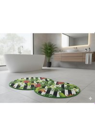 Resim Banyo Paspası 2'li Set 3d Baskılı Jel Palm Çok Renkli 