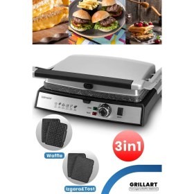 Resim Özbience Çıkarılabilir Granit Plakalı 2000W 3'ü 1 Arada Waffle ve Izgara Makinesi 