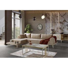 Resim Retro Köşe Koltuk Krem 