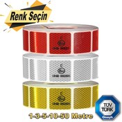 Resim Tüvtürk Onaylı Reflektörlü Fosforlu Kesikli Bant Bandı 1-5-10 Mt 