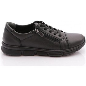 Resim Fabbi 635 Kadın Hakiki Deri Günlük Fermuarlı Faylon Taban Casual Ayakkabı Siyah Krem 