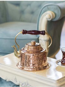 Resim Bakır Maraş Demlik Nakış İşlemeli Bakır Renk 