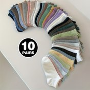 Resim 10 Çift Renkli Çorap - Görünmez Tekne Çorapları, Düz Renk, Elde Yıkanabilir, Tüm Mevsimler İçin Rahat, Çeşitli Renkler (Pembe, Bej, Beyaz, Yeşil, Mavi, Gri, Siyah, Kahverengi, Hafif Yeşil, Hafif Mavi), Sevimli Çoraplar 