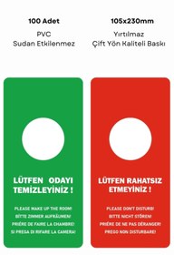 Resim Sticksy 100 Adet PVC DND Çift Taraflı Kart Rahatsız Etmeyin Odayı Temizleyin Otel Odası Kartı Kapı Askısı 