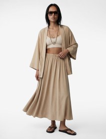 Resim Modal Karışımlı Loose Fit Kloş Midi Etek 