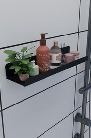 Resim Risingmaber 3M Ultra Güçlü Yapışkanlı Siyah Mutfak&Banyo Rafı, Çok Amaçlı Organizer Raf MT95S 