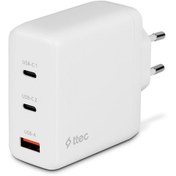 Resim Ttec 2SCG04B Smartcharger Trio Gan 120W PD 2 Usb-C + Usb-A Hızlı Şarj Aleti Beyaz 