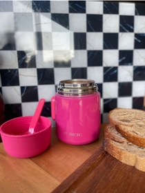Resim ChefTaste Kaşıklı Yemek Termosu Paslanmaz Çelik 500 ml Pembe Yemek Termosu 
